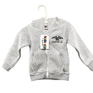 NWT Vintage Baby 12-18M Newport, RI Dolphin Hoodie Sweatshirt Zip Up Gray